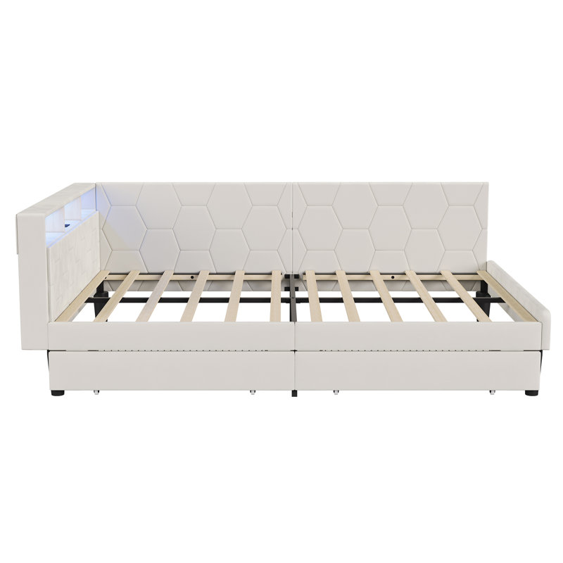 Upholstered Daybed, Beige, European Double (140 x 200 cm)