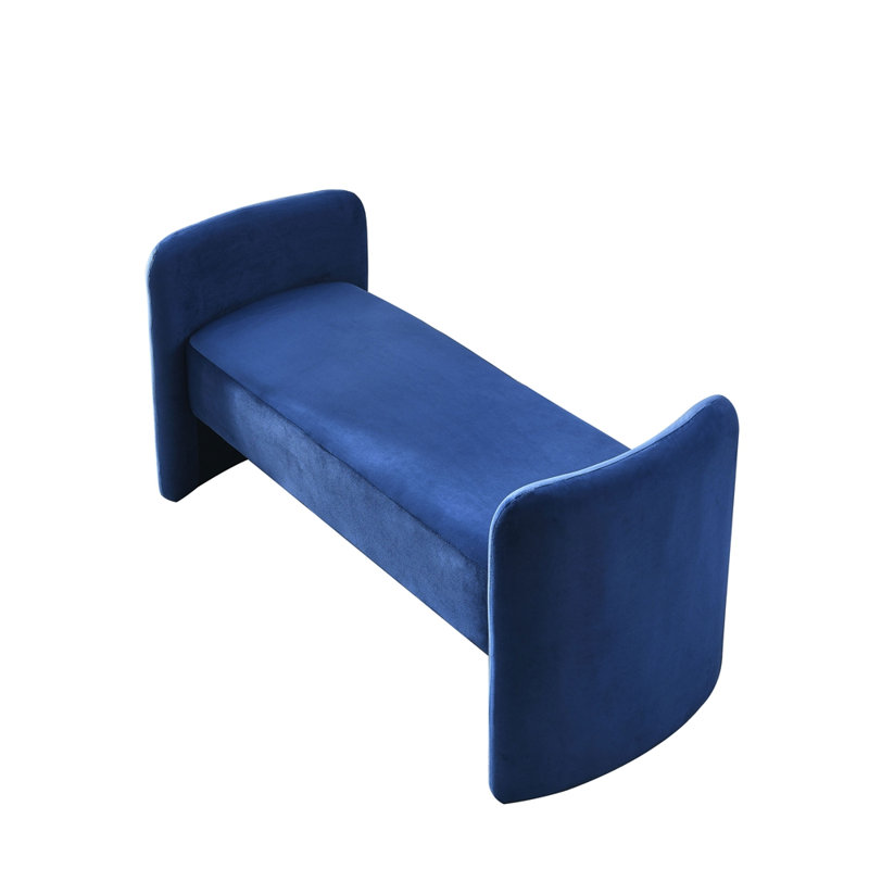 Velvet Upholstered Bench, Blue