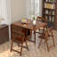 Folding Drop Leaf Dining Table and Chairs, Fully Assembled Solid Wood Space-Saving Kitchen Table and Chairs Set with Storage & Lockable Wheels-1351283958-1351283955-1351271634