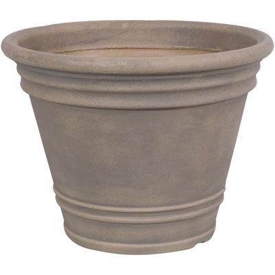 Pot de fleurs rond en polyrésine pour l'extérieur 20 po x 20 po x 14,75 po Pepinn - Beige