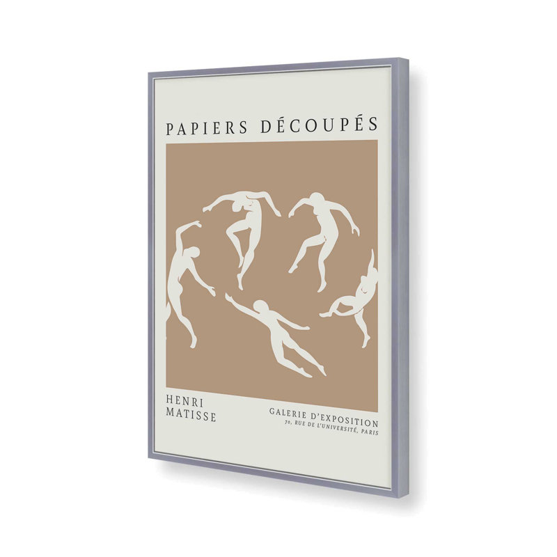 « La Danse » de Matisse en rouleaux de toile beige, Reproduction encadrée sans passe-partout, Chrome poli