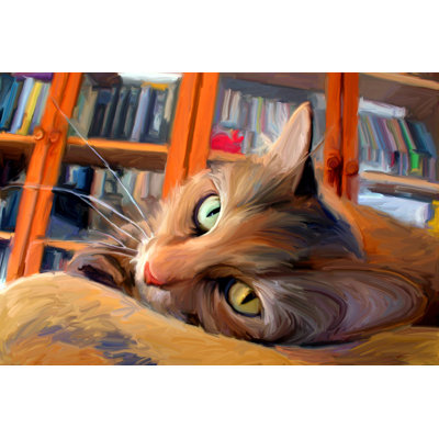 " Kitty That Reads " Painting Print