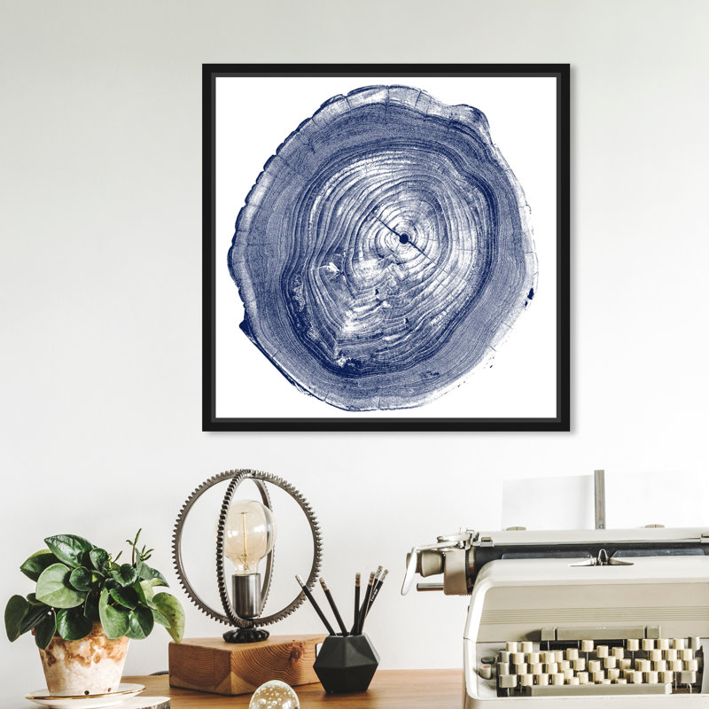 Legno Blu - Impression sur toile, Cadre en bois noir, H 13 po x l 13 po