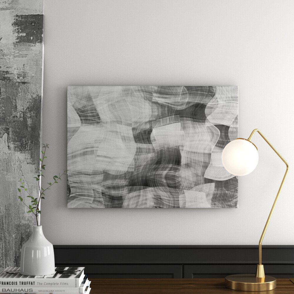 Leinwandbild Abstrakte Kunst - monochrome Wellen, Grafikdruck