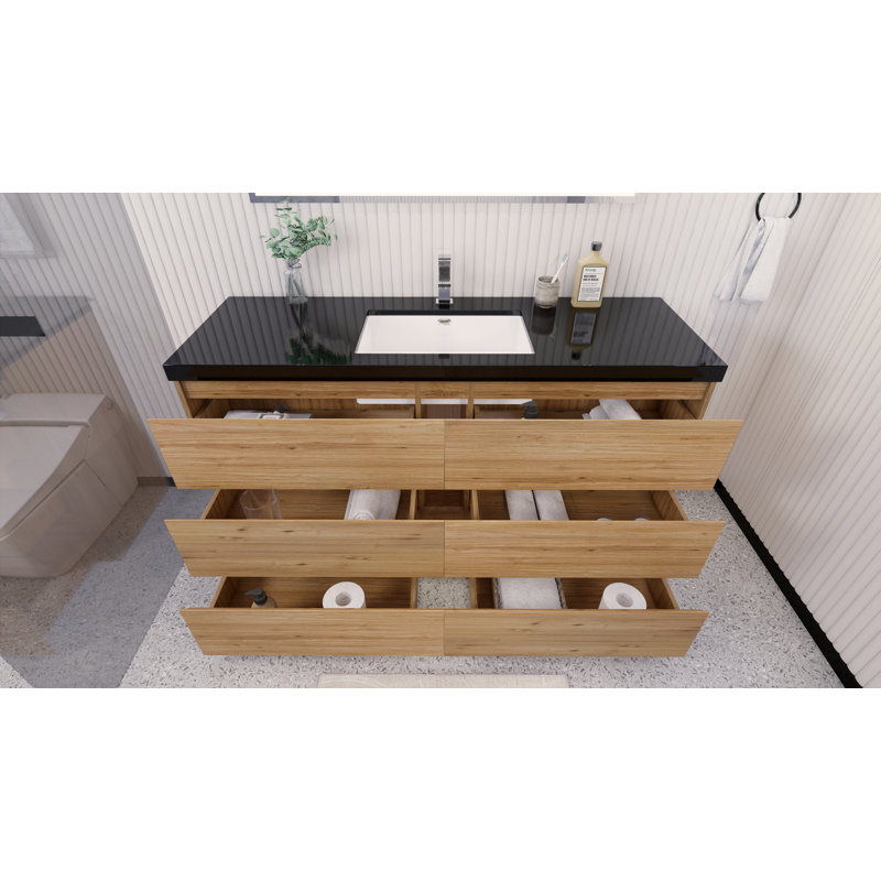 Santrice 59.5'' Single Bathroom Vanity with Top, Natural Oak