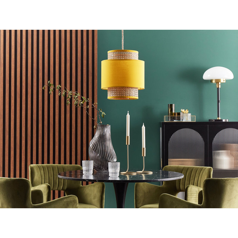 Brumunddal 1 - Light Natural Drum Pendant, Yellow