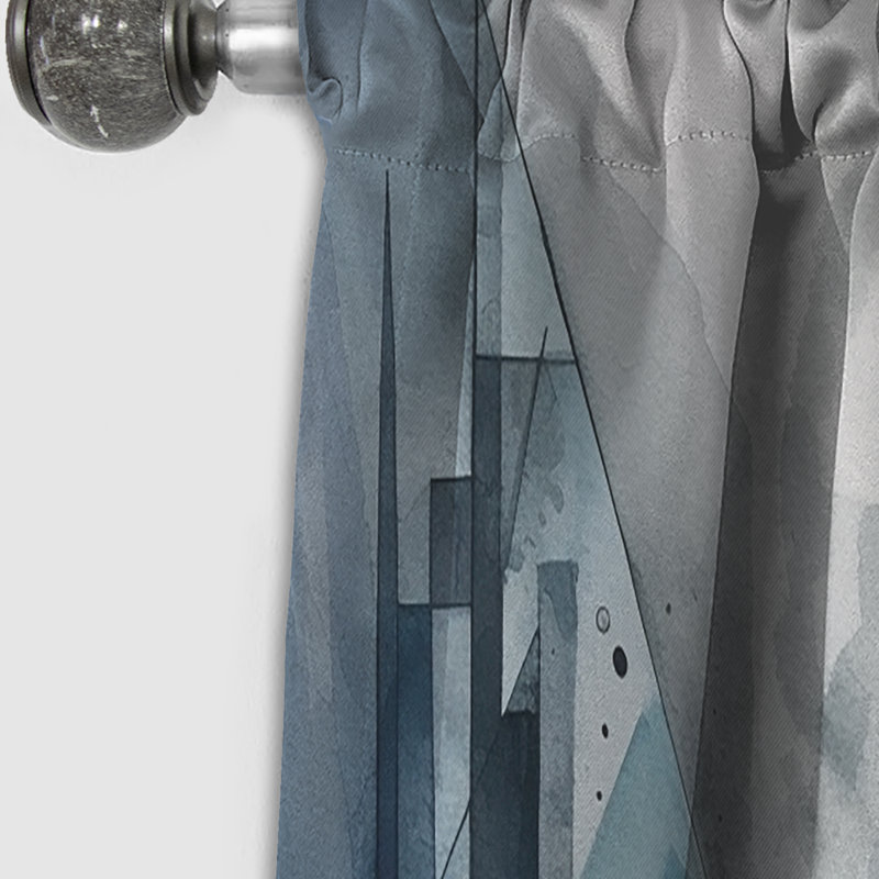 Blue Abstracted Harmonies Of Shape III - Abstract Geometric Blackout Curtain - 1 Panels, 52" W x 120" L