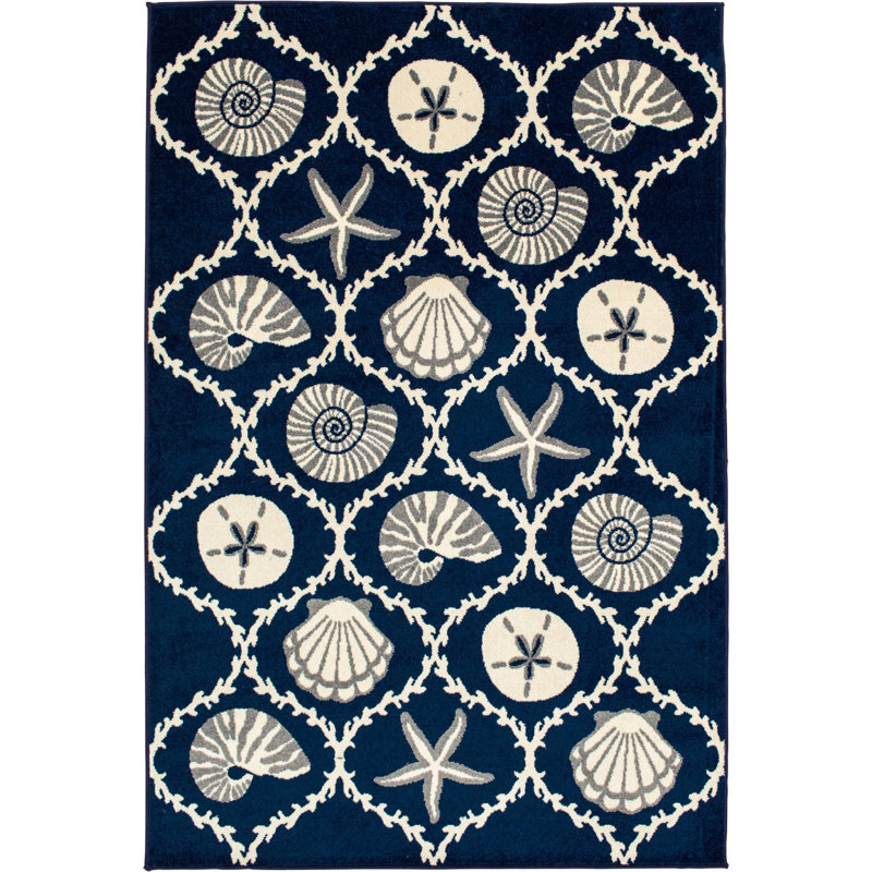 Tapis intérieur / extérieur bleu Arine, Rectangle 7 pi 10 po x 9 pi 10 po