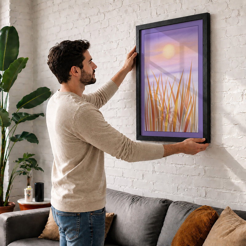 Golden Grass At Sunrise Botanical - Print, Unframed, A3 - 42.0 x 29.7 cm
