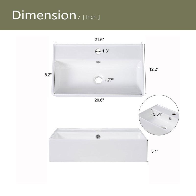 21.6" Wood Bathroom Vanity,Combo Cabinet,Bathroom Storage Cabinet,Single Ceramic Sink