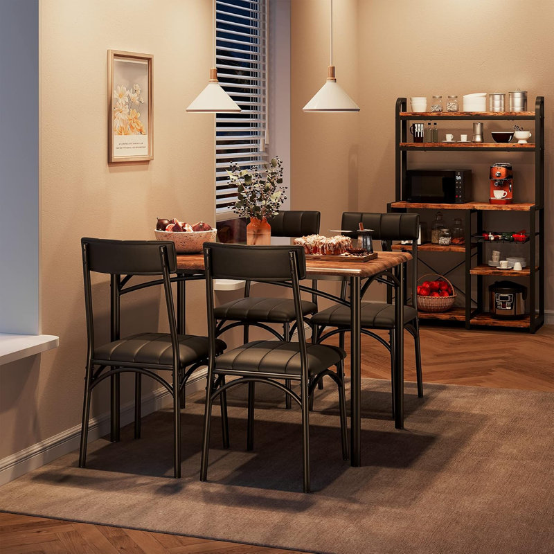 Ensemble de table de salle à manger pour 4 personnes, table de cuisine et chaises pour 4 avec chaises rembourrées, ensemble de table de cuisine rectangulaire 5 pièces, ensemble de table de salle à manger pour petit espace, appartement