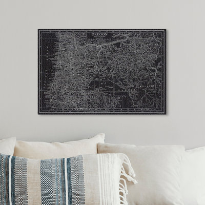 « oregon map », impression sur toile