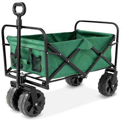 36 in. Folding Multipurpose Indoor Outdoor Utility Cart with Swivel Wheels, Adjustable Handle