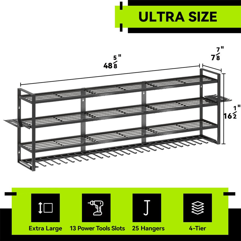 Large Power Tool Organizer Wall Mount-13 Drill Holder