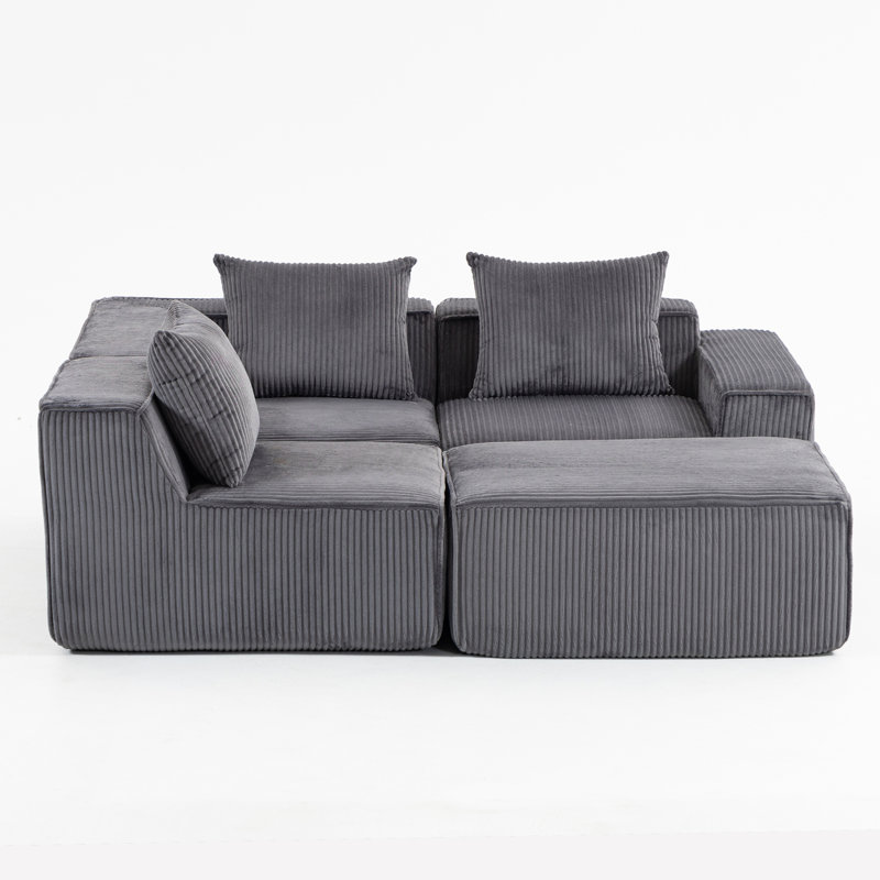 modular compression sofa, Gray Corduroy