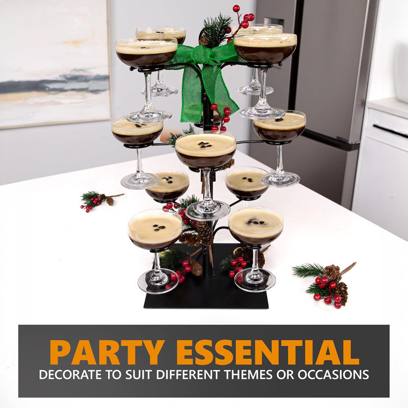 Peut contenir 12 verres, compatible avec les verres à champagne jusqu'à un grand, support pour arbre à boisson et tour à champagne, accessoires essentiels