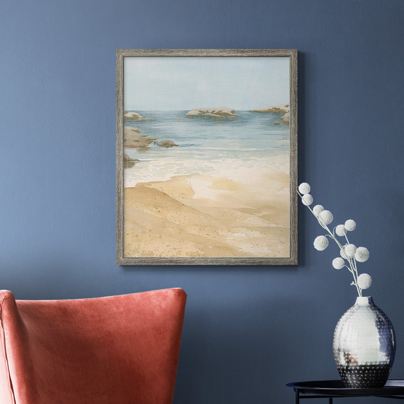 «Tranquil Beach I», toile encadrée de qualité supérieure - prête à être accrochée, Argent patiné, H 20 po x l 16 po