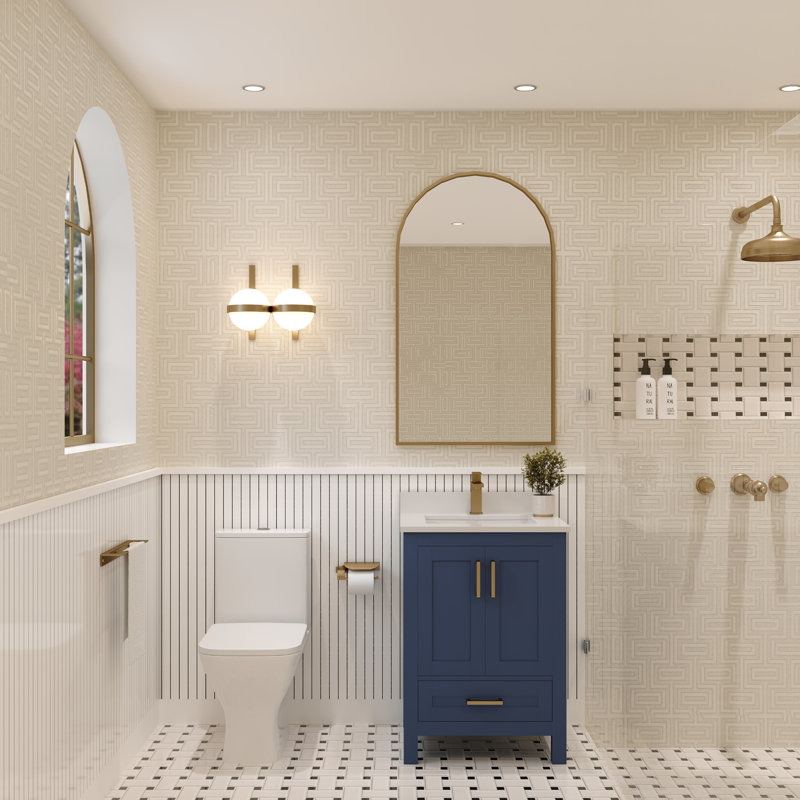 Rooh 23.75'' Single Bathroom Vanity Base Only, Navy Blue