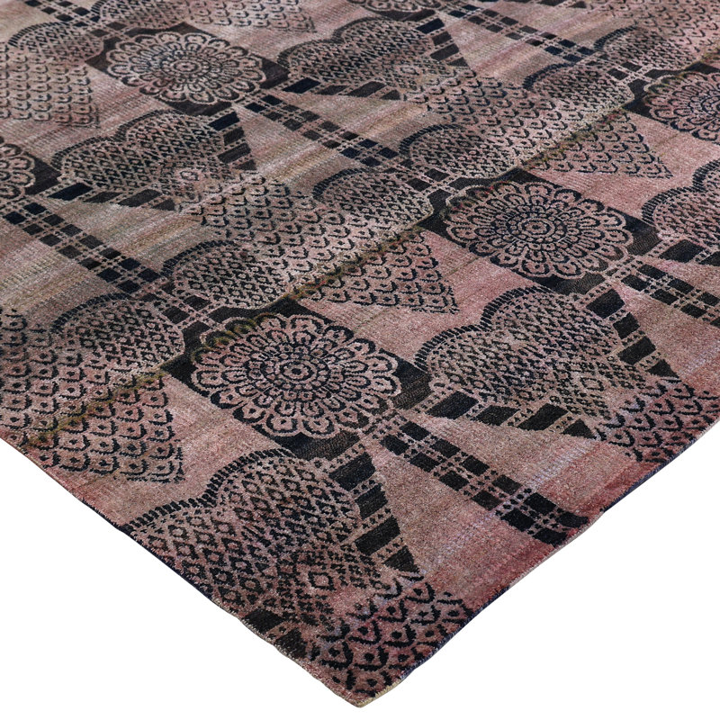 Pink Alchemy Contemporary Silk Wool Blend Rug - 9'1" x 12'2"