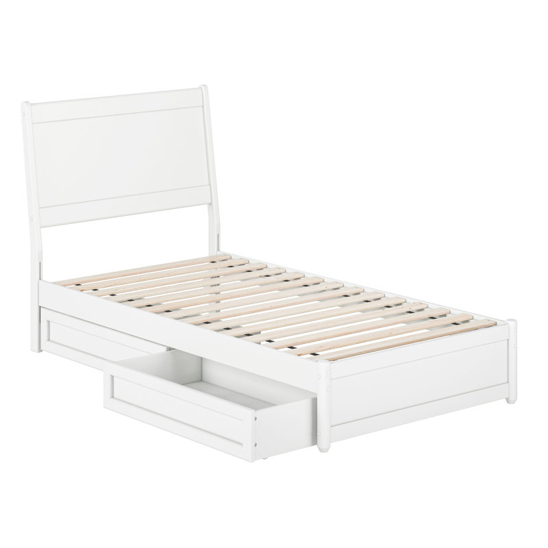 Lit-bateau avec rangement Avdesh, Blanc, Simple