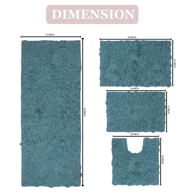 Ensemble de tapis pour salle de bain et tapis de contour antidérapants Freida, bleu