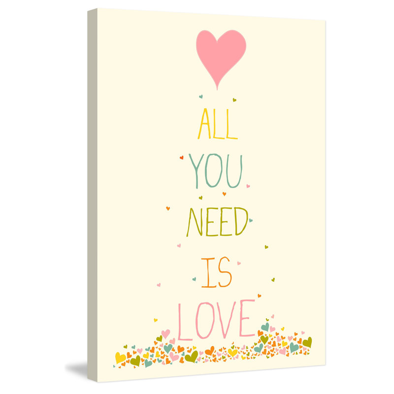 « all you needs cœur » par karen zukowski, reproduction d’art sur toile tendue, H 18 po x l 12 po x P 1,5 po
