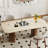 71'' Modern Rectangle Dining Table, Beige Stone and Wood Tabletop, High Quality Wood Double Fluted Pedestal