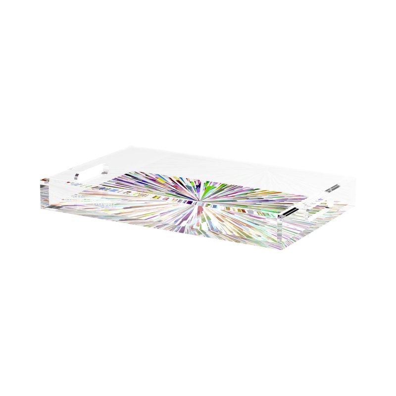 Fireworks Acrylic Rectangle Decorative Tray, 2" H x 17" W x 10.5" D, White