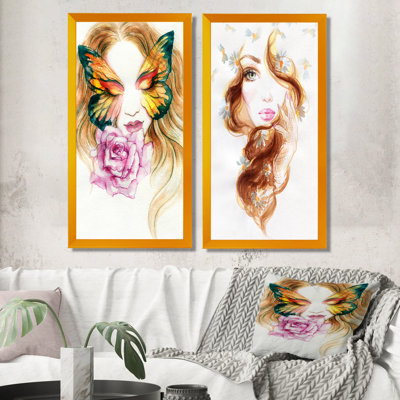 «Colorful Fashionista Woman Portrait IV», ensemble de 2 photographies sur toile