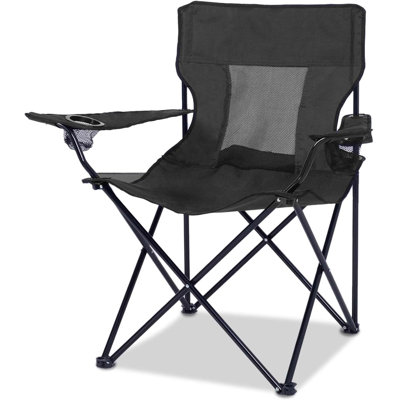 Camping Chair, Outdoor Portable Picnic Folding Fishing Chair With 2 Cup Holder For Fishing, Sports, Beach And Camping, Navy by Arlmont & Co.