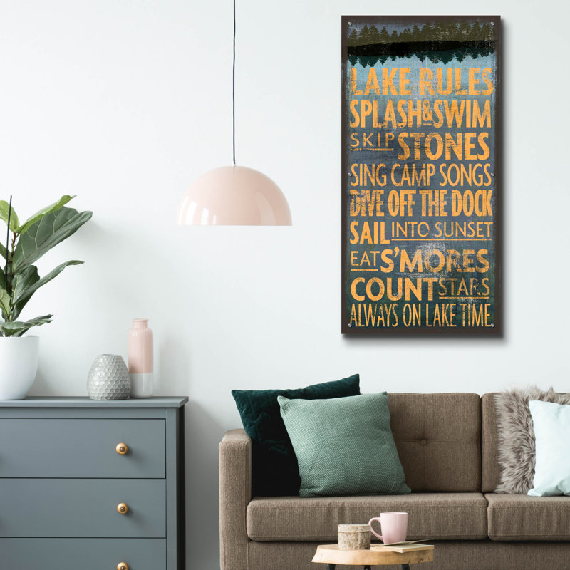  «Lake Rules» par Art Licensing Studio, art mural en verre acrylique, H 48 po x l 24 po