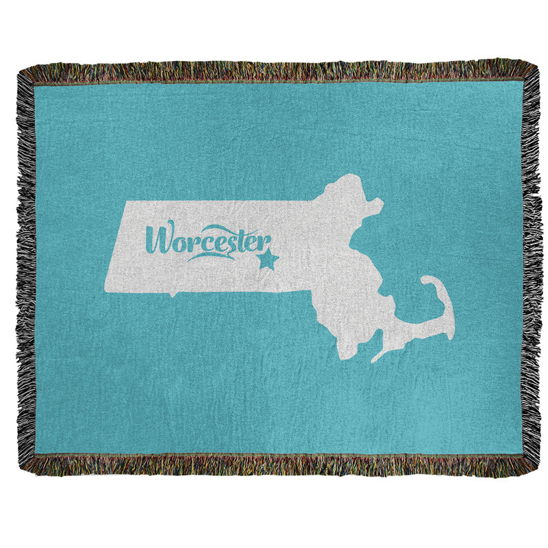 Jeté en coton tissé worcester massachusetts, l 37 po x L 52 po, Bleu sarcelle