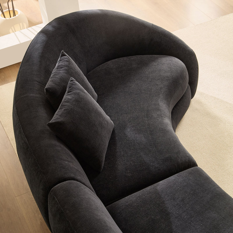 Canapé modulaire incurvé Modern - ensemble de causeuse en C de 125 po, noir, 2 pièces pour salon, Noir