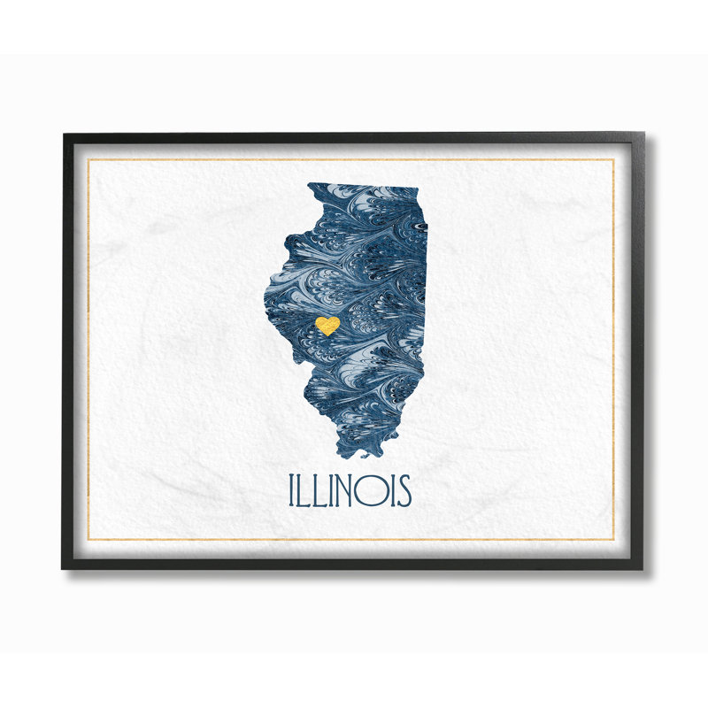 «Illinois Minimal Blue Marbré Silhouette» par Daphne Polselli, impression, H 16 po x l 20 po x P 1,5 po