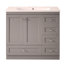 Armoire de meuble-lavabo autoportante de 36 po de style Shaker avec lavabo, 4 tiroirs à fermeture douce et 2 portes à fermeture douce-807258488