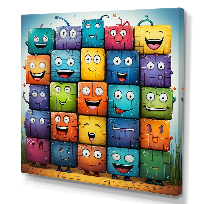 Collage de personnages colorés Popart III - impression murale Pop, Toile tendue, H 16 po x l 16 po x P 1 po