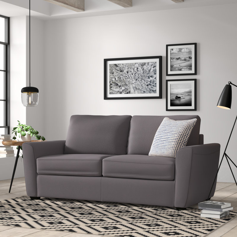 Azurine 74.8" Microfiber Round Arm Sofa Bed, Gray Microfiber