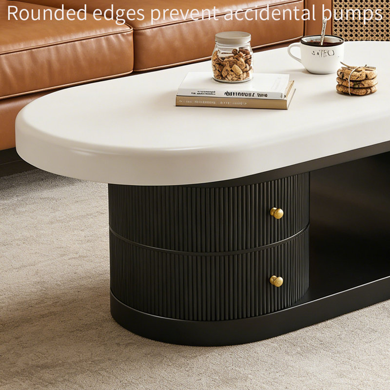 Table basse Minimalist, 18.11" H x 51.18" L x 27.55" W, Blanc, Noir