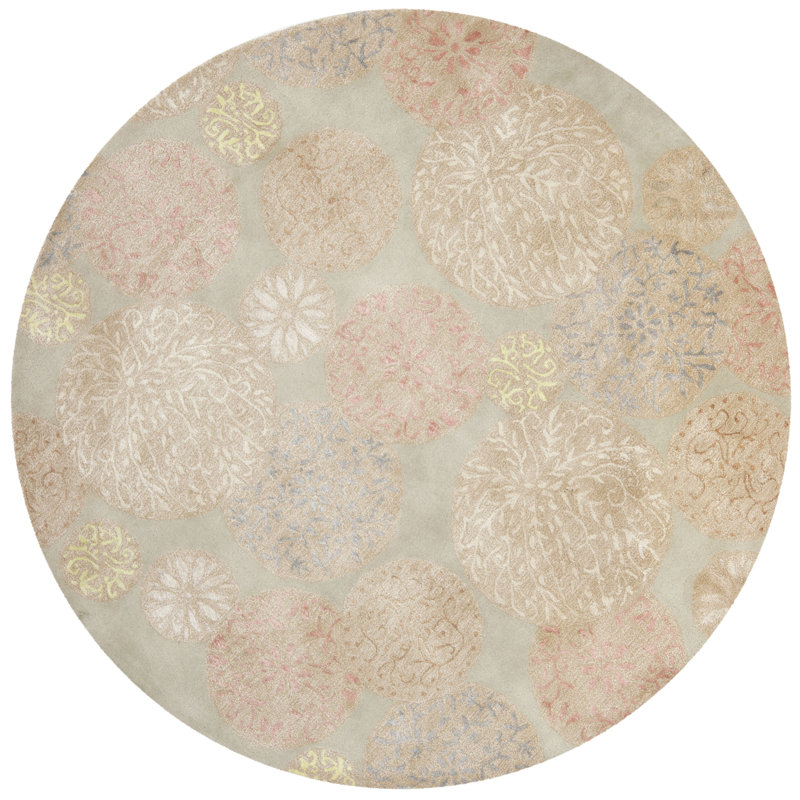 Coreatha Martha Stewart Hand Tufted Wool & Viscose Floral Rug, Round 6'