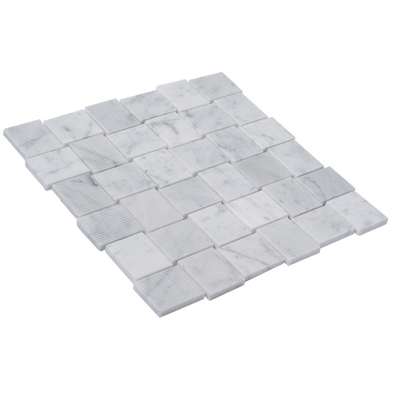 1.6 x 1.9 Marble Basketweave Mosaic Tile, Gray