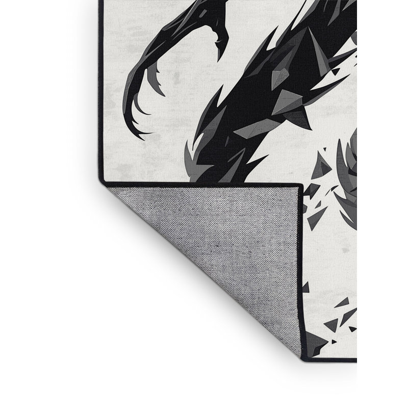 Tapis blanc moderne et élégant lavable à la machine fantaisie et Scifi, 7 x 9