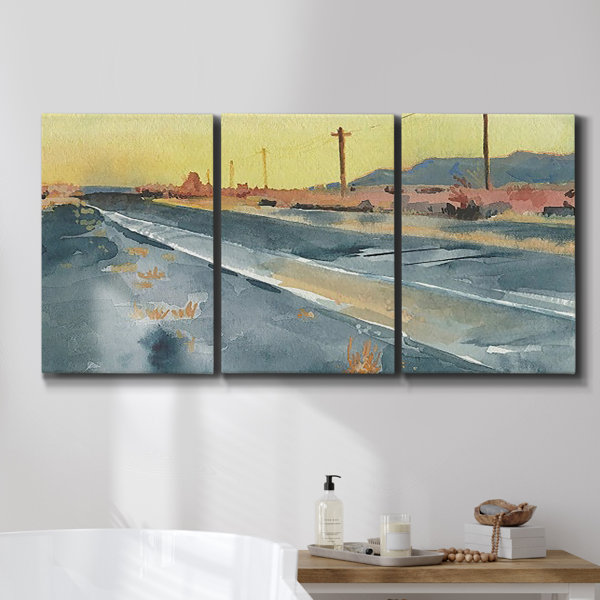 Union Rustic Deserted Highway I On Canvas 3 Pieces Print | Wayfair