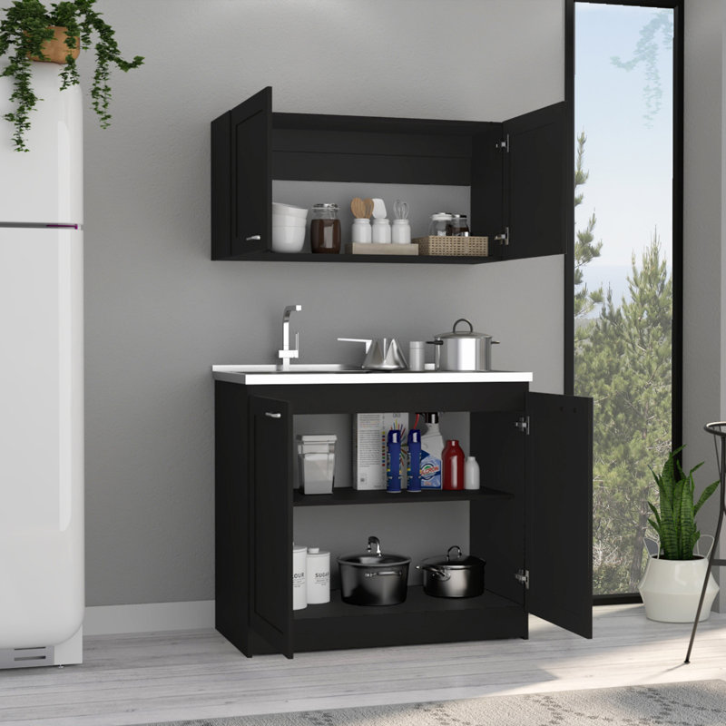 Cabinet Set, Two Shelves Black