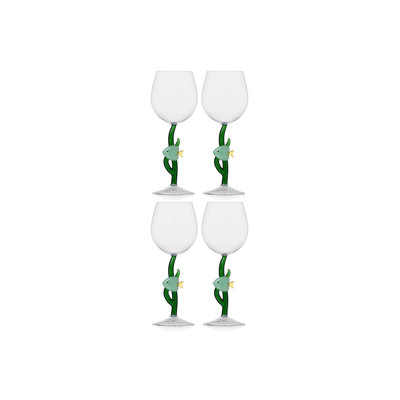 Marine Garden - Stemmed Glass Green Fish 11.8 Oz