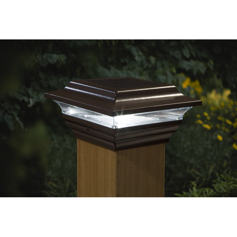 Black Aluminum LED Solar Post Cap Light for 5" x 5" Posts
