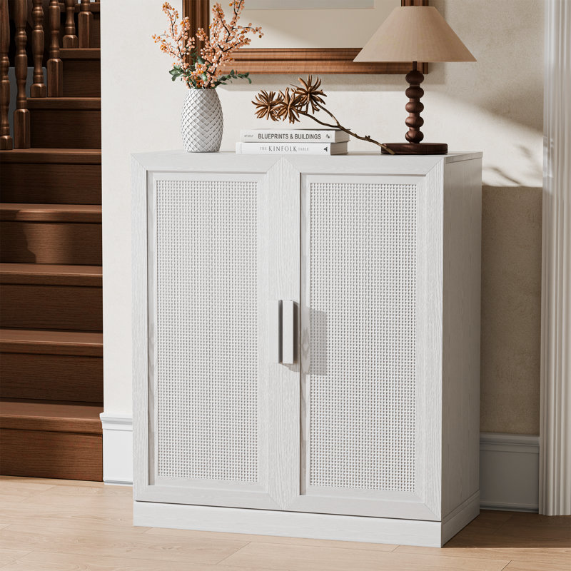 Armoire de rangement d'appoint en bois massif, Blanc, H 36 po x l 31 po x P 16 po