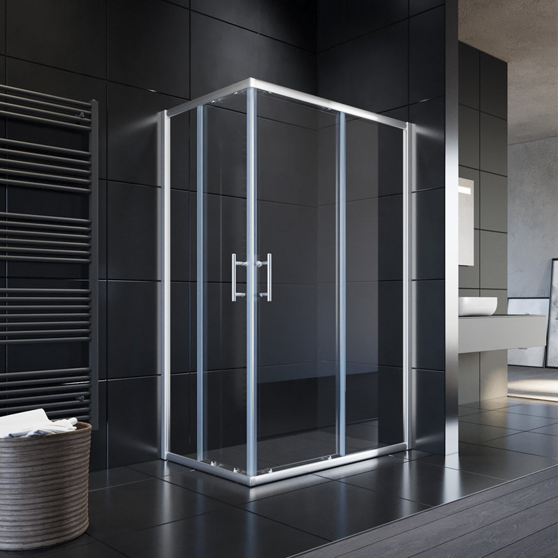 Dobbin Double Added Framed Shower Door with Clear Glass, 195cm H x 120cm W x 76cm D