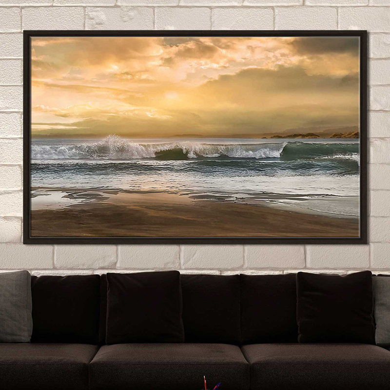 «New Dawn», reproduction, H 27,5 po x l 43,5 po x P 2 po, Cadre flottant espresso