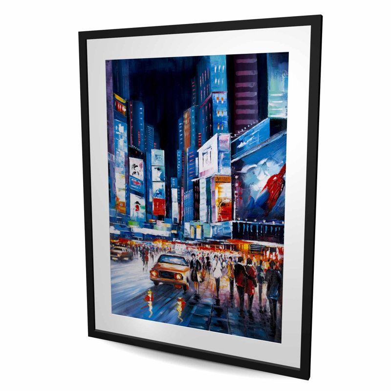 Times Square Perspectives - Cités voiture, reproduction encadrée, Noir