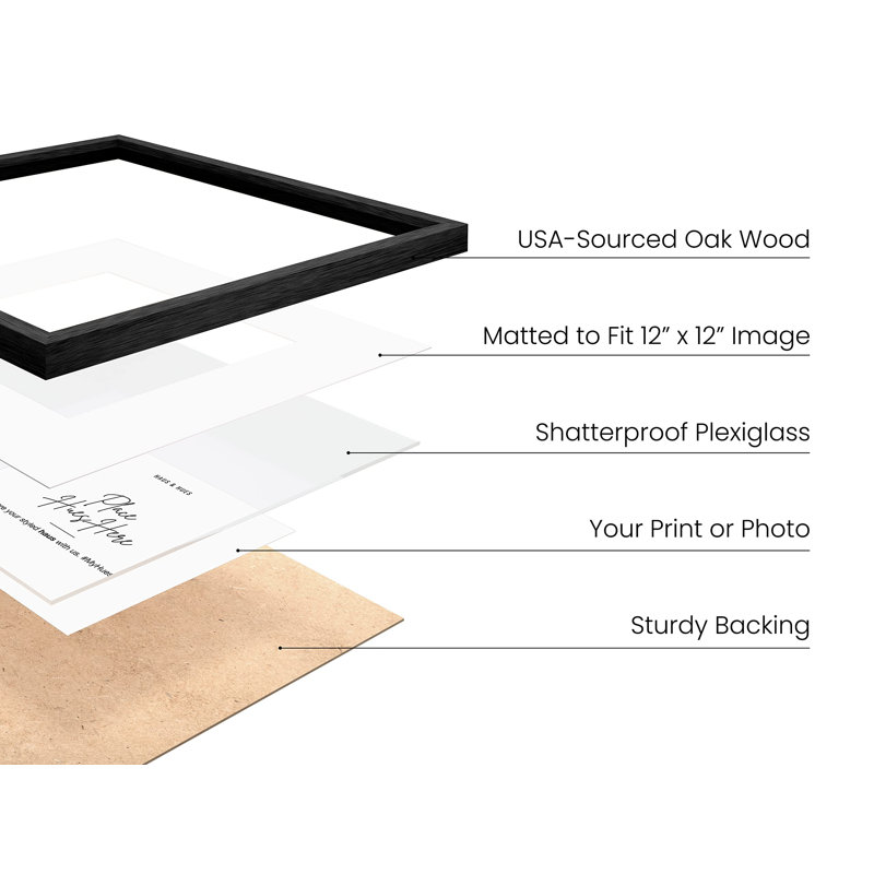 Cadre photo - ensemble de 9, 12 po x 12 po, 16 po x 16 po, Noir